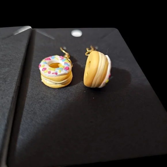 Earrings- two pair. Mini Macroons and Sprinkle donuts. Hypoallergenic. NWT - Picture 4 of 4